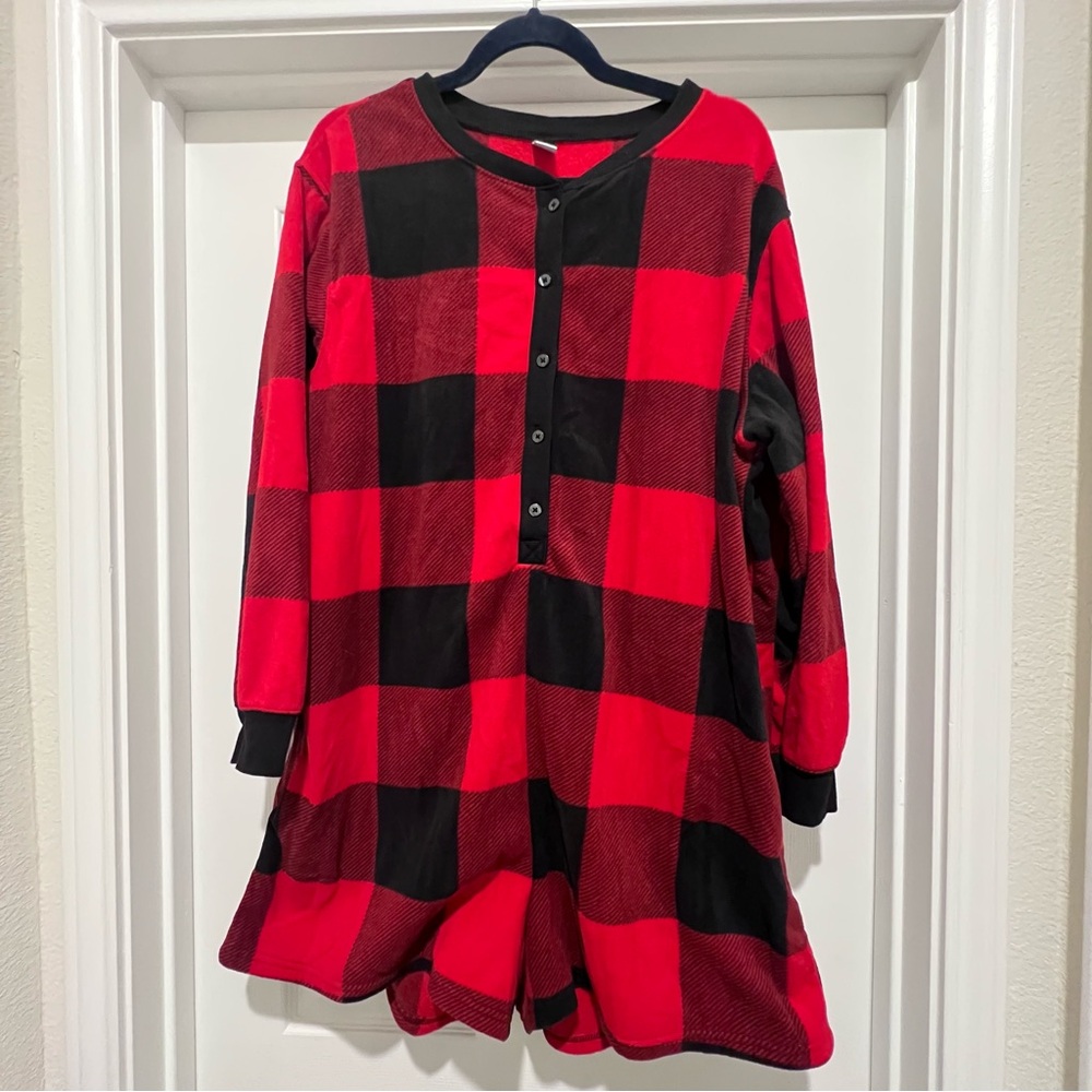Old Navy Red and Black Plaid Flannel Pajamas